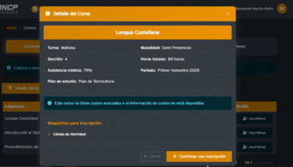 Informe de inscripcion