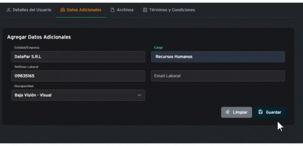 Vista Datos Adicionales